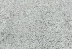 Antique Muted Greige Floral 7'4X9'8 Distressed Vintage Oriental Rug