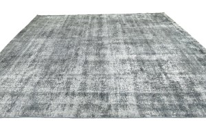 Antique Muted Gray Floral 9X11 Distressed Vintage Oriental Rug