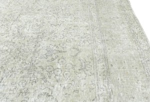 Antique Muted Beige Floral 10X13 Distressed Vintage Oriental Rug