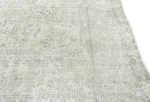 Antique Muted Beige Floral 10X13 Distressed Vintage Oriental Rug