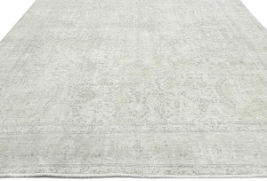 Antique Muted Beige Floral 10X13 Distressed Vintage Oriental Rug