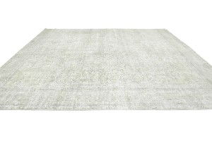Antique Muted Beige Floral 10X13 Distressed Vintage Oriental Rug