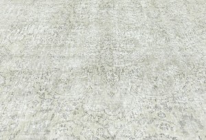 Antique Muted Beige Floral 10X13 Distressed Vintage Oriental Rug