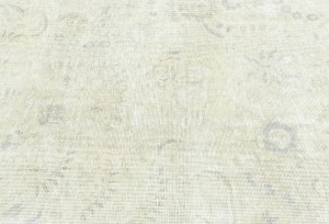 Antique Muted Beige Floral 9X12 Distressed Vintage Oriental Rug
