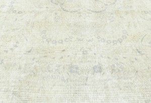 Antique Muted Beige Floral 9X12 Distressed Vintage Oriental Rug