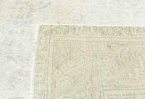 Antique Muted Beige Floral 9X12 Distressed Vintage Oriental Rug