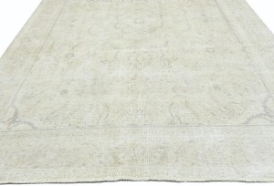 Antique Muted Beige Floral 9X12 Distressed Vintage Oriental Rug