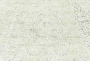 Antique Muted Beige Floral 9X12 Distressed Vintage Oriental Rug