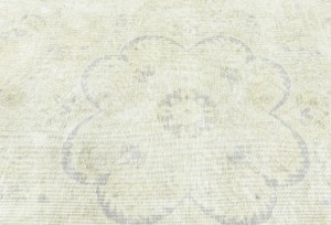 Antique Muted Beige Floral 9X12 Distressed Vintage Oriental Rug