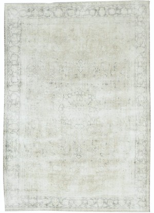 Antique Muted Beige Floral 7'4X10'6 Distressed Vintage Oriental Rug