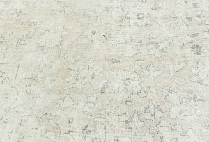 Antique Muted Beige Floral 7'4X10'6 Distressed Vintage Oriental Rug