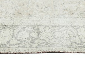 Antique Muted Beige Floral 7'4X10'6 Distressed Vintage Oriental Rug