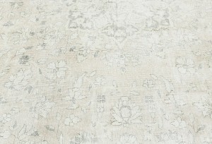 Antique Muted Beige Floral 7'4X10'6 Distressed Vintage Oriental Rug