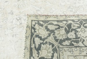 Antique Muted Beige Floral 7'4X10'6 Distressed Vintage Oriental Rug
