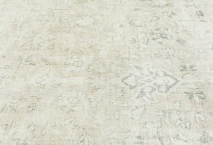 Antique Muted Beige Floral 7'4X10'6 Distressed Vintage Oriental Rug