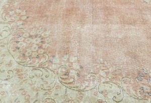 Antique Muted Floral 8'8X11'7 Distressed Vintage Oriental Rug