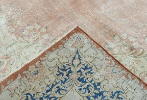 Antique Muted Floral 8'8X11'7 Distressed Vintage Oriental Rug