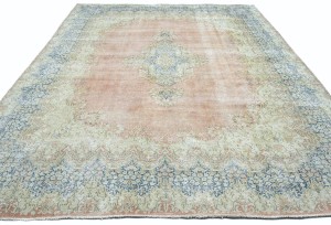 Antique Muted Floral 8'8X11'7 Distressed Vintage Oriental Rug