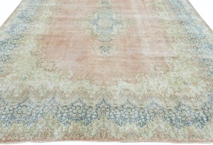 Antique Muted Floral 8'8X11'7 Distressed Vintage Oriental Rug