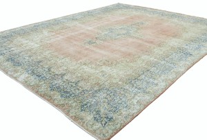 Antique Muted Floral 8'8X11'7 Distressed Vintage Oriental Rug