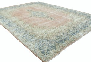 Antique Muted Floral 8'8X11'7 Distressed Vintage Oriental Rug