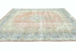 Antique Muted Floral 8'8X11'7 Distressed Vintage Oriental Rug