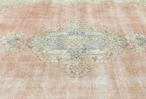 Antique Muted Floral 8'8X11'7 Distressed Vintage Oriental Rug