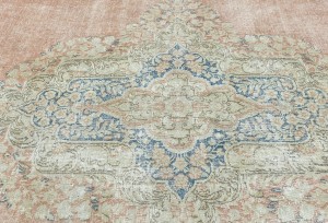 Antique Muted Floral 8'8X11'7 Distressed Vintage Oriental Rug