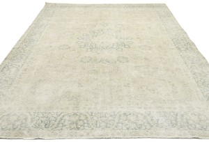 Antique Muted Beige Floral 7'7X10'4 Distressed Vintage Oriental Rug
