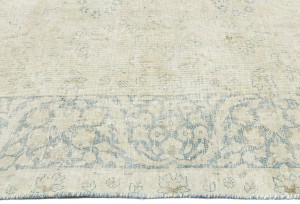 Antique Muted Beige Floral 7'7X10'4 Distressed Vintage Oriental Rug