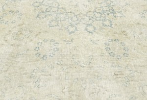 Antique Muted Beige Floral 7'7X10'4 Distressed Vintage Oriental Rug