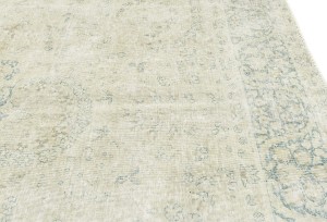Antique Muted Beige Floral 7'7X10'4 Distressed Vintage Oriental Rug