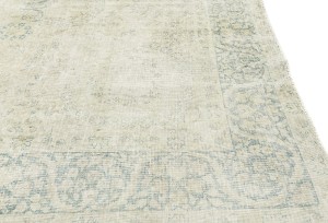 Antique Muted Beige Floral 7'7X10'4 Distressed Vintage Oriental Rug