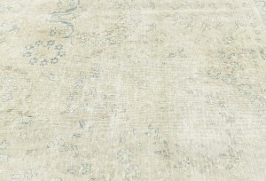 Antique Muted Beige Floral 7'7X10'4 Distressed Vintage Oriental Rug