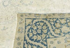 Antique Muted Beige Floral 7'7X10'4 Distressed Vintage Oriental Rug