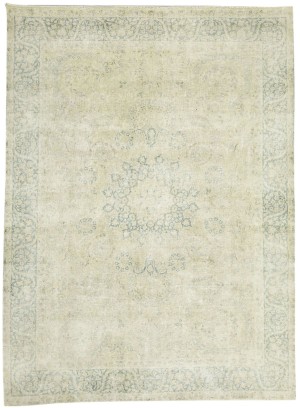 Antique Muted Beige Floral 7'7X10'4 Distressed Vintage Oriental Rug