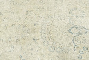 Antique Muted Beige Floral 7'7X10'4 Distressed Vintage Oriental Rug