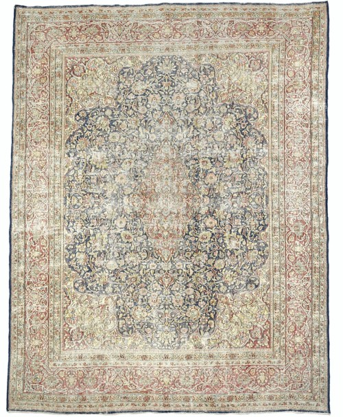 Antique Muted Floral 9X12 Distressed Vintage Oriental Rug