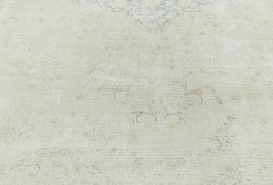 Antique Muted Beige Floral 9X12 Distressed Vintage Oriental Rug