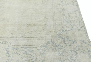 Antique Muted Beige Floral 9X12 Distressed Vintage Oriental Rug