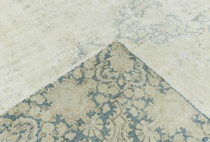 Antique Muted Beige Floral 9X12 Distressed Vintage Oriental Rug
