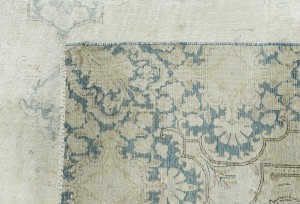 Antique Muted Beige Floral 9X12 Distressed Vintage Oriental Rug