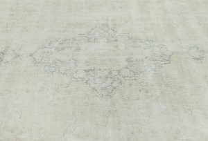 Antique Muted Beige Floral 9X12 Distressed Vintage Oriental Rug
