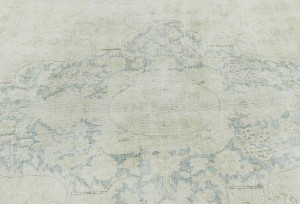 Antique Muted Beige Floral 9X12 Distressed Vintage Oriental Rug