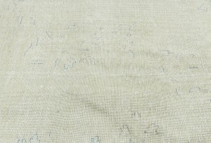 Antique Muted Beige Floral 7'7X10'6 Distressed Vintage Oriental Rug