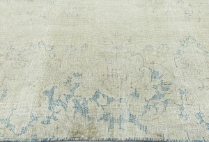 Antique Muted Beige Floral 7'7X10'6 Distressed Vintage Oriental Rug