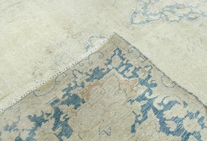 Antique Muted Beige Floral 7'7X10'6 Distressed Vintage Oriental Rug