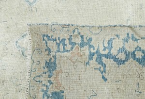 Antique Muted Beige Floral 7'7X10'6 Distressed Vintage Oriental Rug