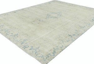 Antique Muted Beige Floral 7'7X10'6 Distressed Vintage Oriental Rug