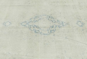 Antique Muted Beige Floral 7'7X10'6 Distressed Vintage Oriental Rug